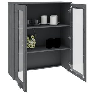 Highboard Aufsatz Dunkelgrau Massivholz