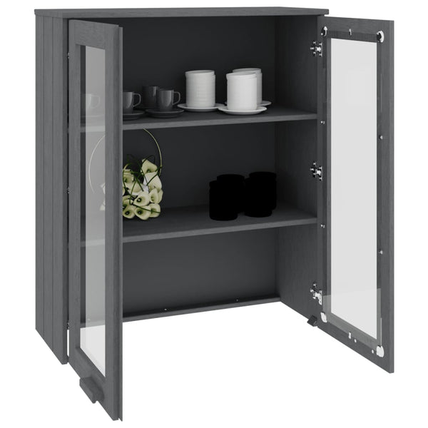 Highboard Aufsatz Dunkelgrau Massivholz