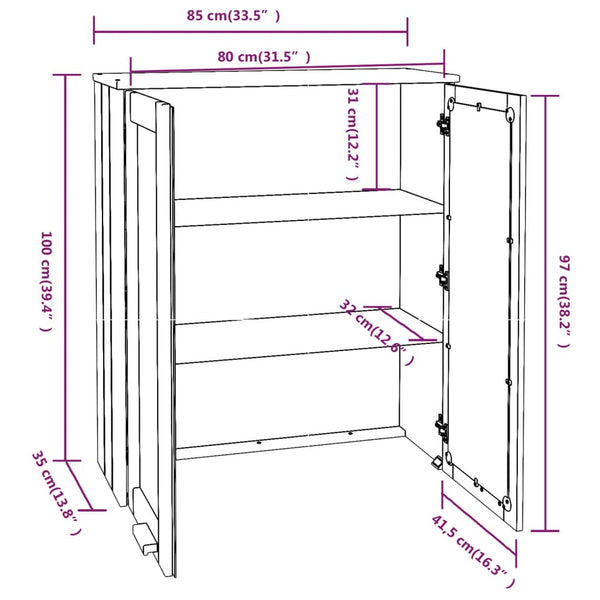 Highboard Aufsatz Dunkelgrau Massivholz