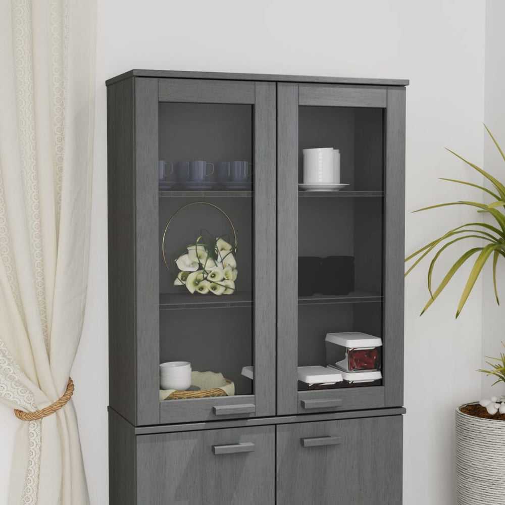 Highboard Aufsatz Dunkelgrau Massivholz