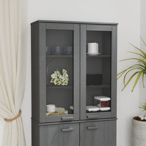 Highboard Aufsatz Dunkelgrau Massivholz