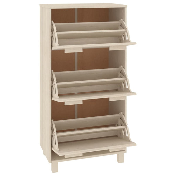 Schuhschrank HAMAR Kiefer Massivholz Honigbraun