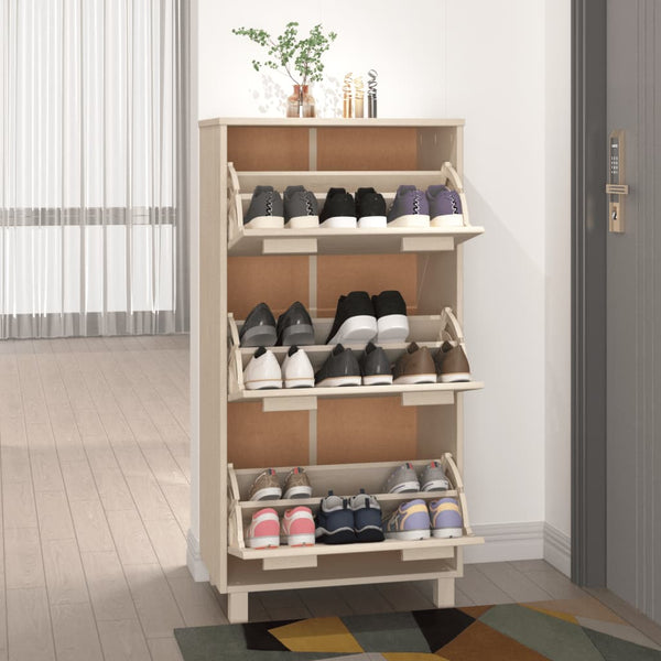 Schuhschrank HAMAR Kiefer Massivholz Honigbraun