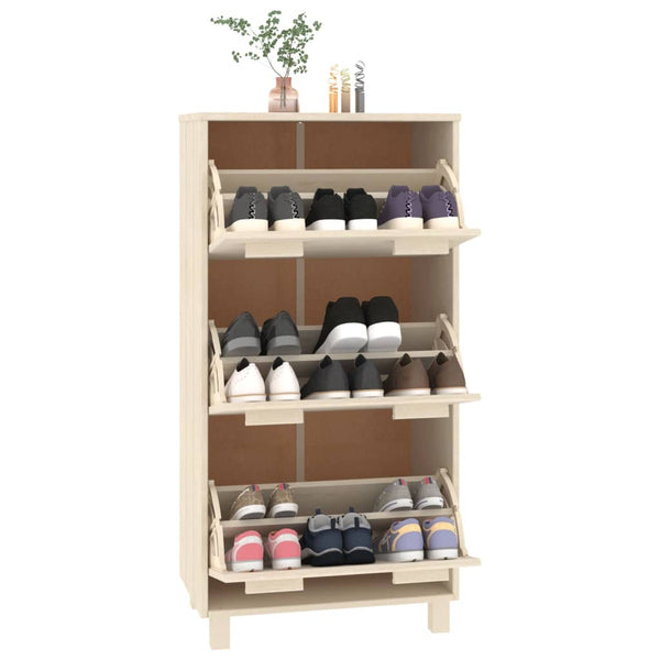 Schuhschrank HAMAR Kiefer Massivholz Honigbraun
