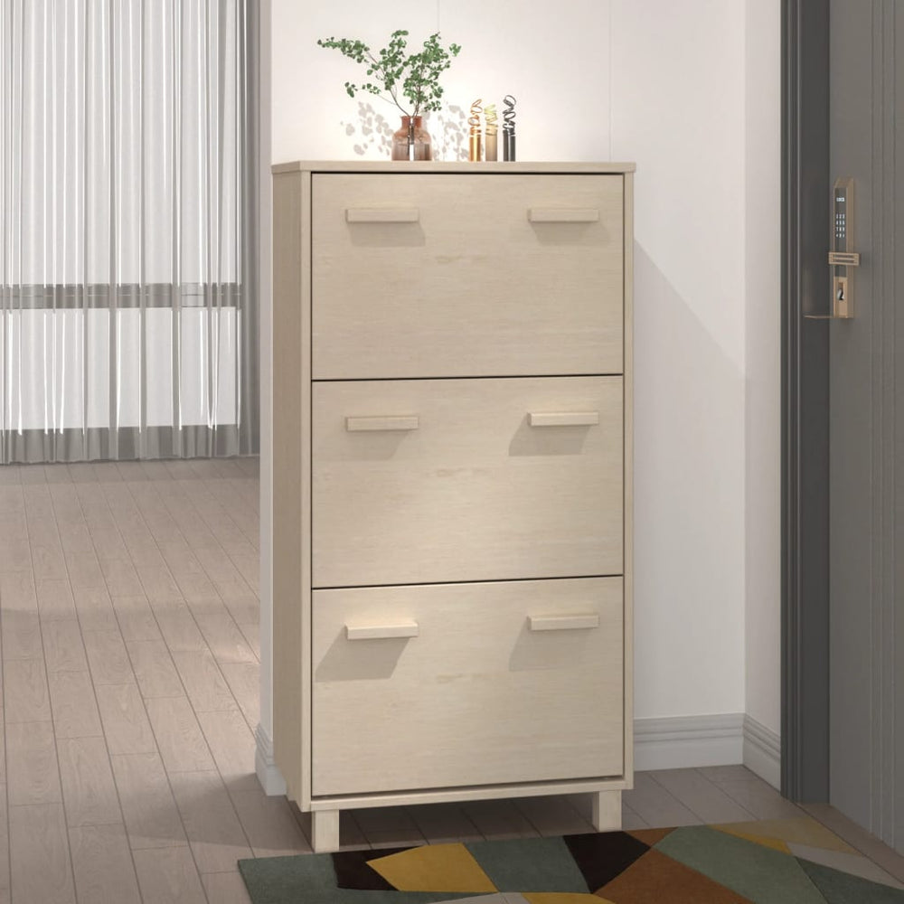 Schuhschrank HAMAR Kiefer Massivholz Honigbraun
