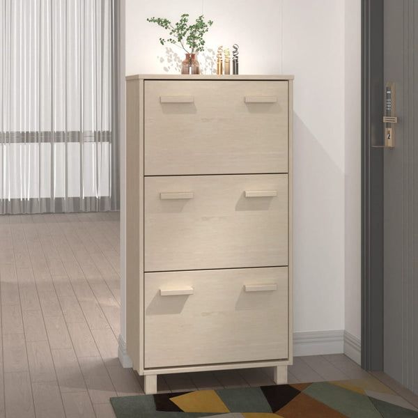 Schuhschrank HAMAR Kiefer Massivholz Honigbraun