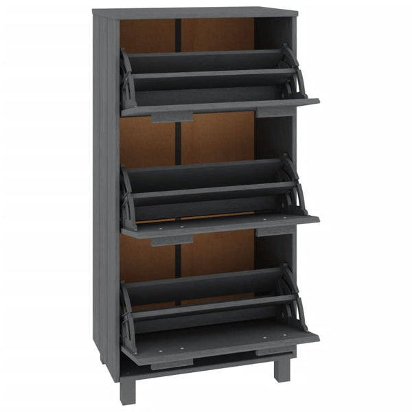 Dunkelgrauer Schuhschrank Kiefer Massivholz