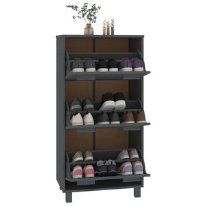 Dunkelgrauer Schuhschrank Kiefer Massivholz