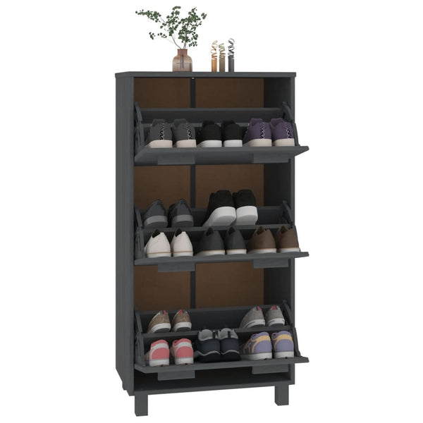 Dunkelgrauer Schuhschrank Kiefer Massivholz