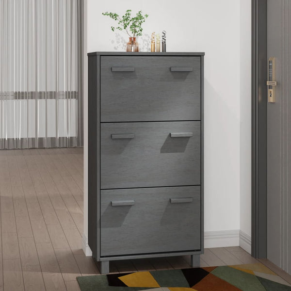 Dunkelgrauer Schuhschrank Kiefer Massivholz