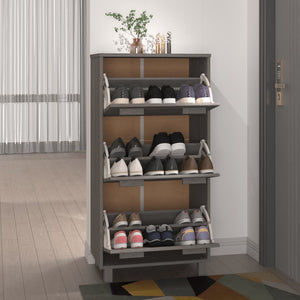 Schuhschrank HAMAR Hellgrau Kiefer Massivholz