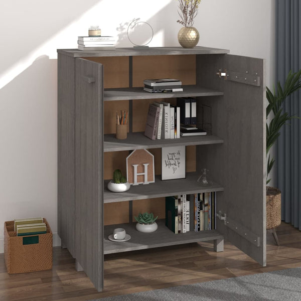 Schuhschrank HAMAR Hellgrau Kiefer Massivholz