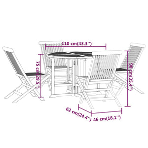 5-tlg. Garten-Essgruppe Klappbar Massivholz Teak