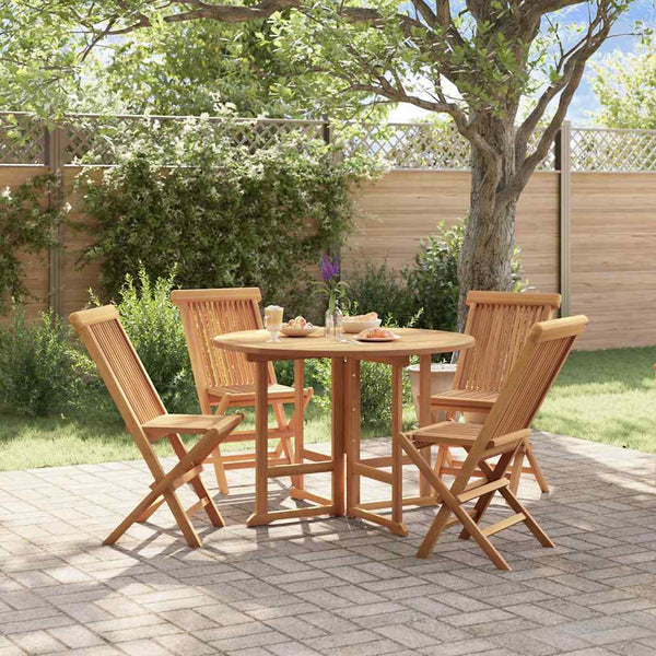 5-tlg. Garten-Essgruppe Klappbar Massivholz Teak