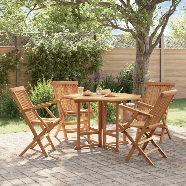 5-tlg. Garten-Essgruppe Klappbar Massivholz Teak