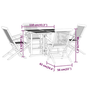 5-tlg. Garten-Essgruppe Klappbar Massivholz Teak