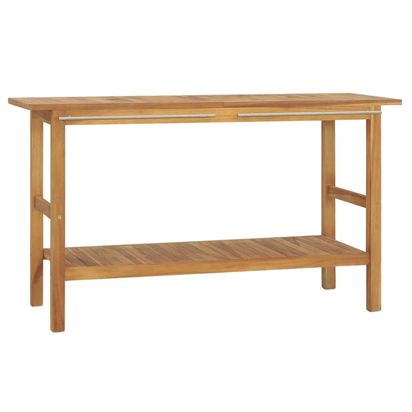 Waschtisch mit Flussstein-Waschbecken Massivholz Teak
