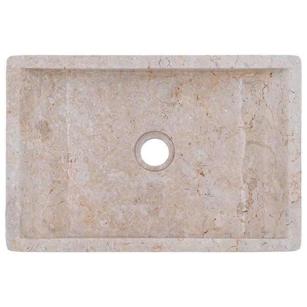 Waschtisch mit Creme Marmorbecken Massivholz Teak