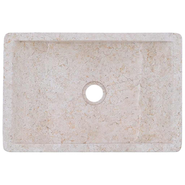 Waschtisch mit Creme Marmorbecken Massivholz Teak