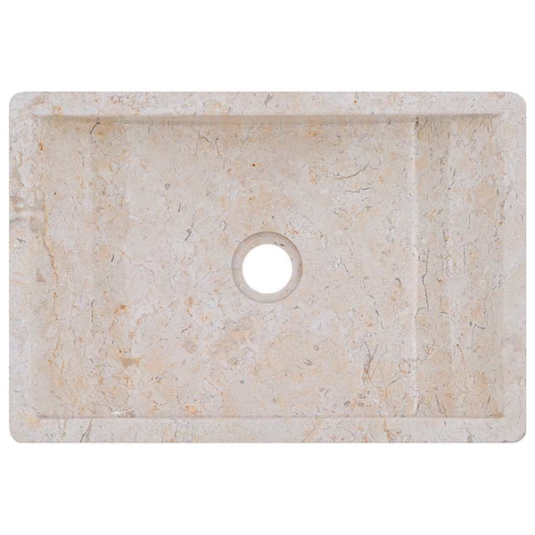 Waschtisch mit Creme Marmorbecken Massivholz Teak