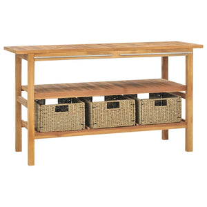 Waschtisch mit Creme Marmorbecken Massivholz Teak