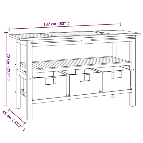 Waschtisch mit Creme Marmorbecken Massivholz Teak