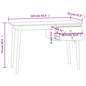 Massivholz Teak Schreibtisch mit 2 Schubladen