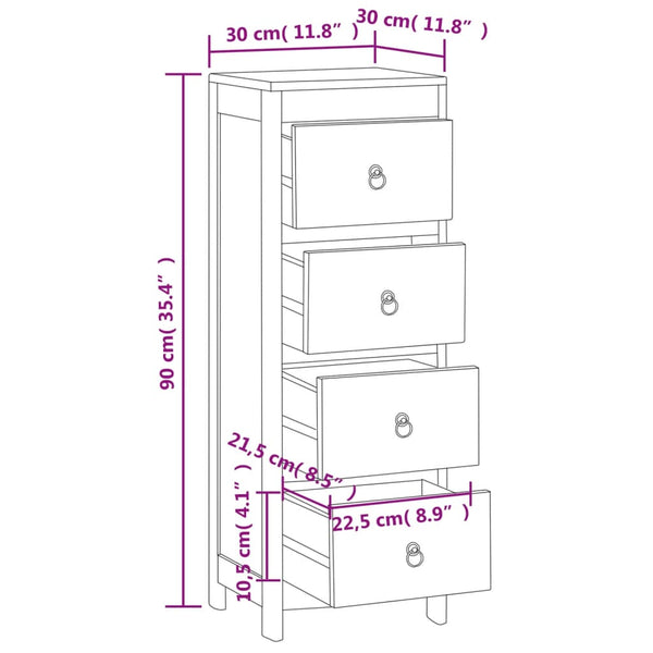 Teak Kommode 30x30x90 cm