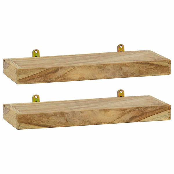 Massivholz Teak Wandregale, 2er-Set