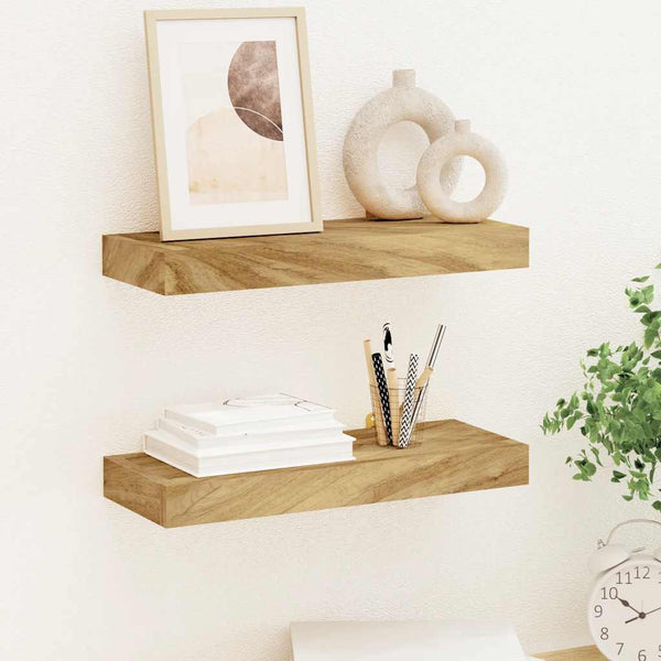 Massivholz Teak Wandregale, 2er-Set