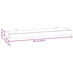 Wandregale 60x15 cm, 2er Set, Massivholz Teak