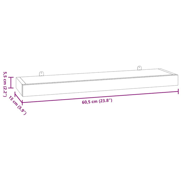 Wandregale 60x15 cm, 2er Set, Massivholz Teak