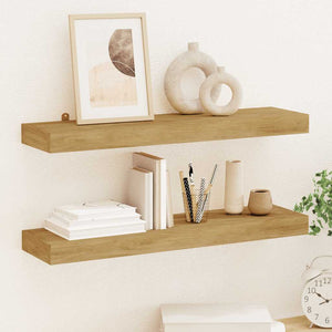Wandregale 60x15 cm, 2er Set, Massivholz Teak