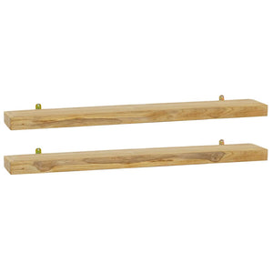 Wandregale 90x15 cm, 2er Set, Teakholz