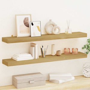 Wandregale 90x15 cm, 2er Set, Teakholz