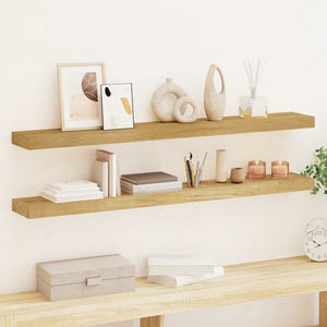Massivholz Teak Wandregale, 2er Set