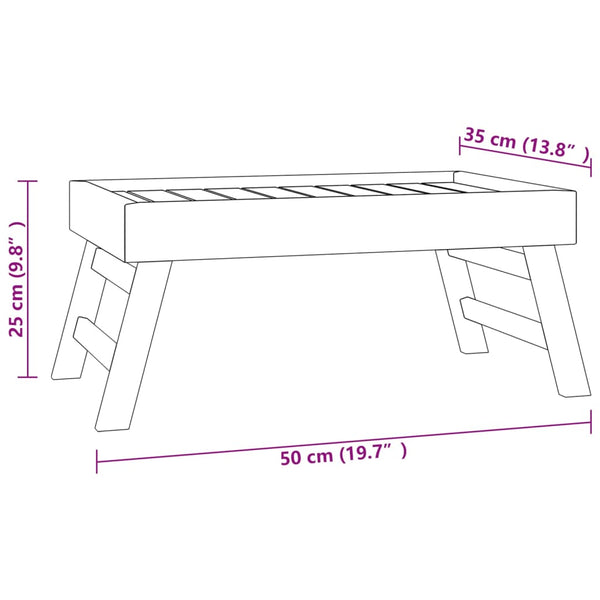 Klapptablett Teak Massivholz 55x35 cm