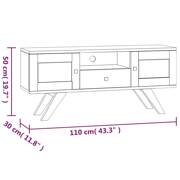 TV-Schrank Massivholz Teak 110 cm