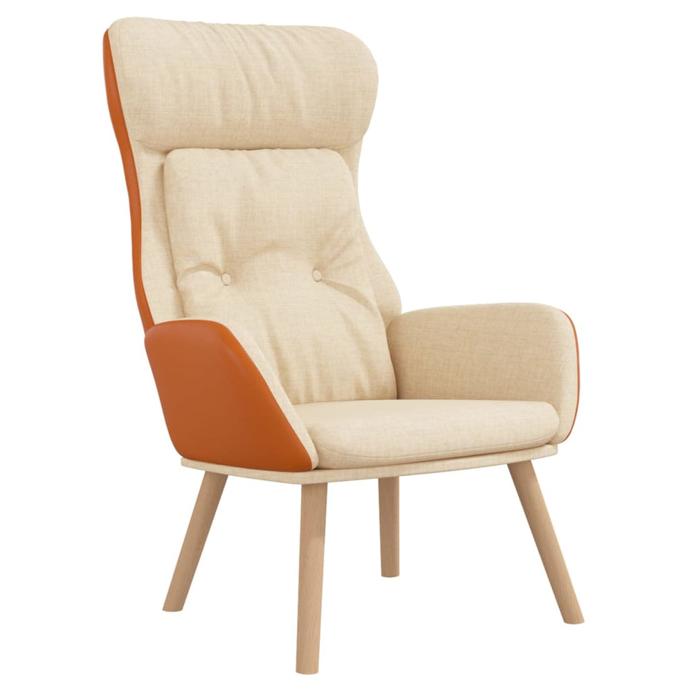 Creme Relaxsessel Stoff und PVC
