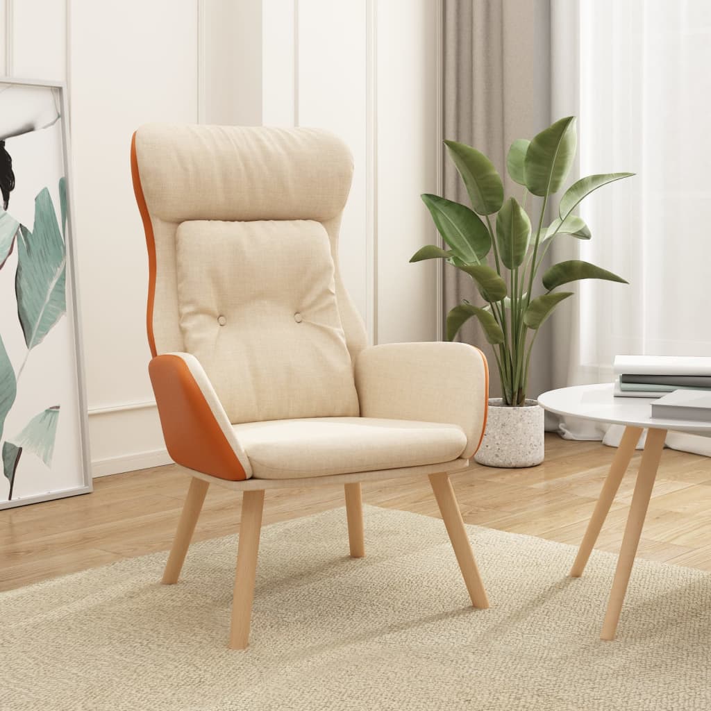 Creme Relaxsessel Stoff und PVC