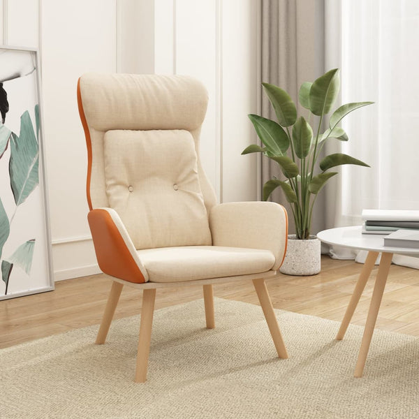 Creme Relaxsessel Stoff und PVC