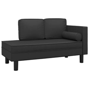 Schwarze Chaiselongue mit Kissen Kunstleder