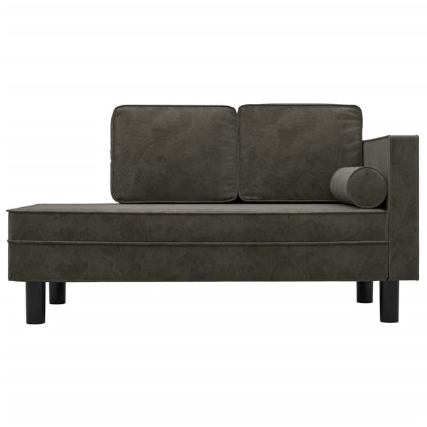 Dunkelgraue Samt Chaiselongue mit Kissen