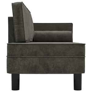 Dunkelgraue Samt Chaiselongue mit Kissen