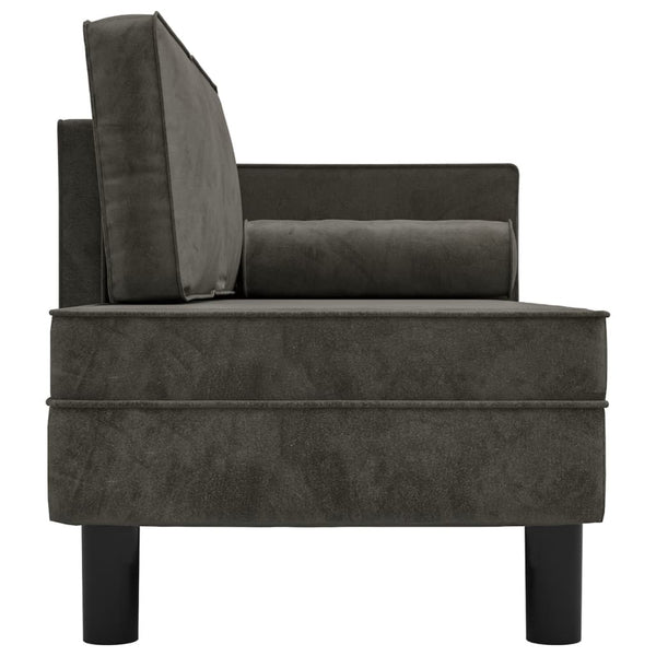 Dunkelgraue Samt Chaiselongue mit Kissen