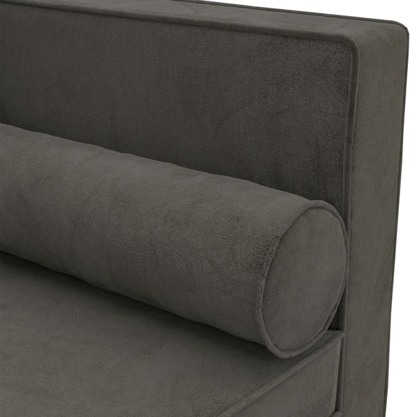 Dunkelgraue Samt Chaiselongue mit Kissen