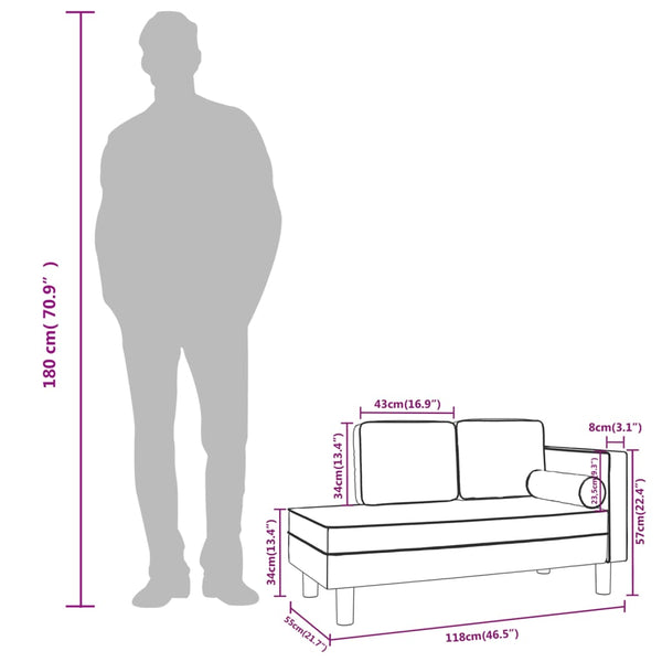 Dunkelgraue Samt Chaiselongue mit Kissen