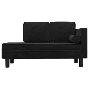 Schwarze Samt Chaiselongue mit Kissen