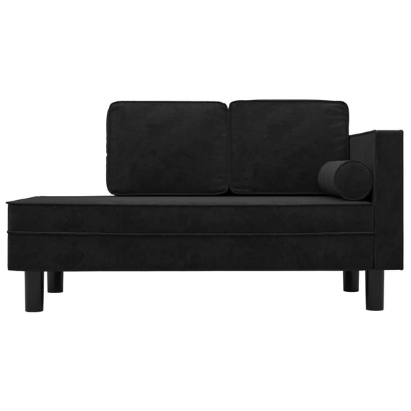 Schwarze Samt Chaiselongue mit Kissen