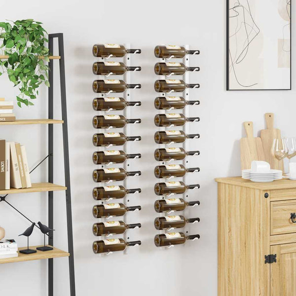 Wand Weinregal für 12 Flaschen, 2er Set, Weiß